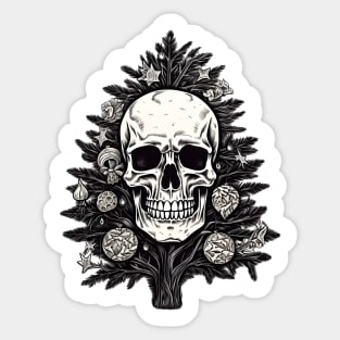 Black Christmas tree skull Sticker